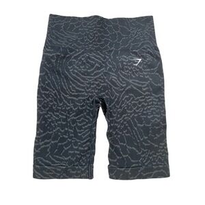 Gymshark Seamless Shorts Dark Grey Animal Print Ruched Butt Athletic Women's